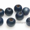 Wood Blue Round Bead