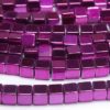 Magenta 4mm Hematite Cube