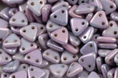 Lustred Metallic Mauve 2-Hole Triangle Beads