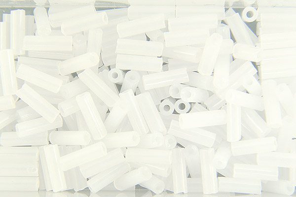 Opalescent White Preciosa Bugle Beads