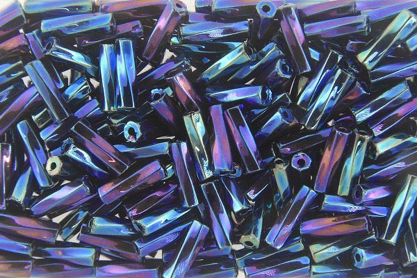 Blue Iris Twisted Preciosa Bugle Beads