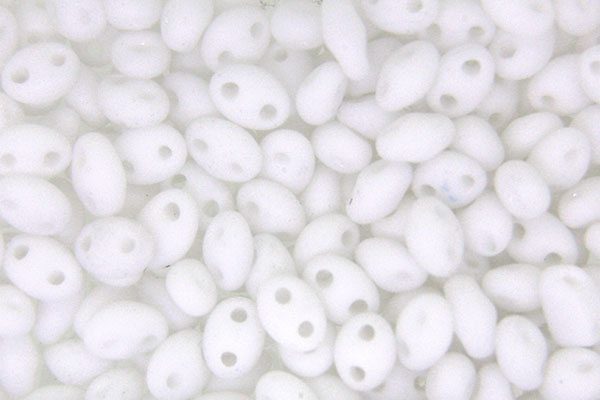 Matte White Preciosa Twin Beads