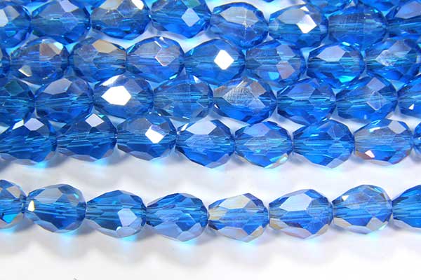 Lustre Azure Blue AB Facetted Crystal Drops | Bead Spider