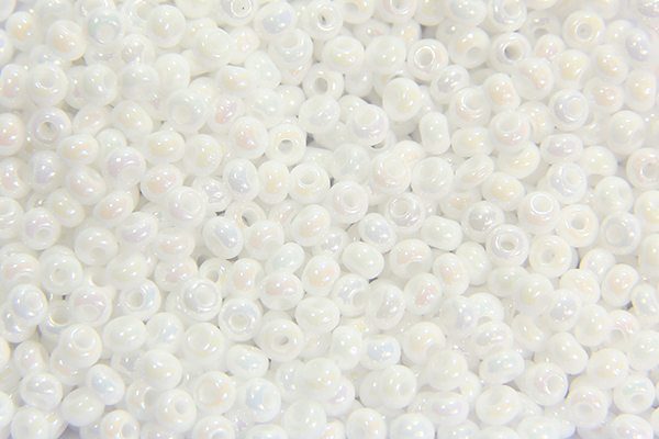 Chalkwhite Rainbow Preciosa Seed Beads