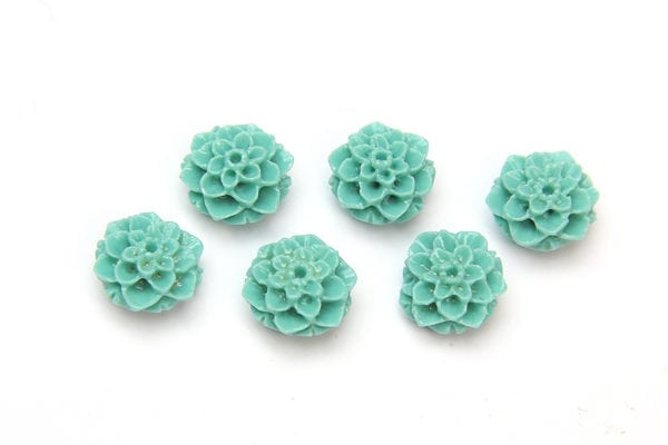 Turquoise Chrysanthemum Hand Crafted Gemstone Flowers