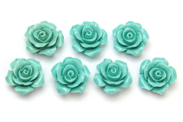 Turquoise Open Rose Hand Crafted Gemstone Flowers