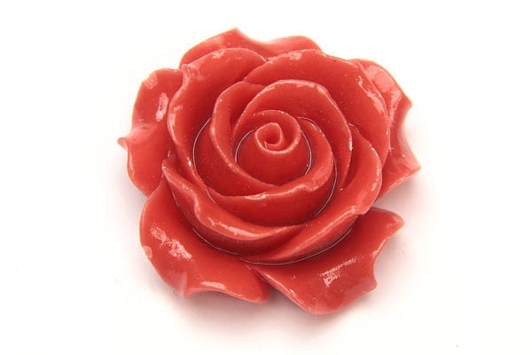 Coral Open Rose Hand Crafted Gemstone Flowers