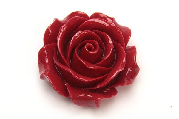 Red Open Rose Hand Crafted Gemstone Flowers